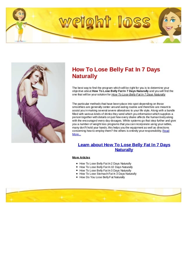 How to lose belly fat in 7 days naturally