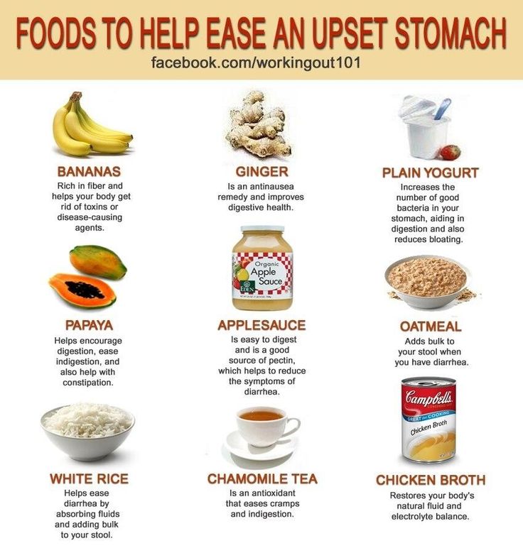 Foods to help ease an upset stomach.