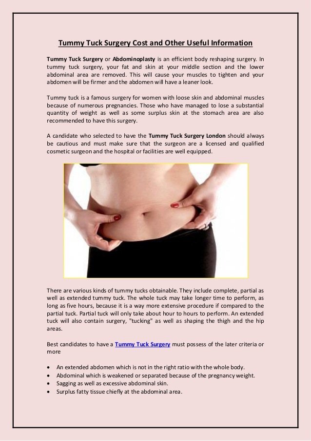 Tummy Tuck Surgery Cost and Other Useful Information