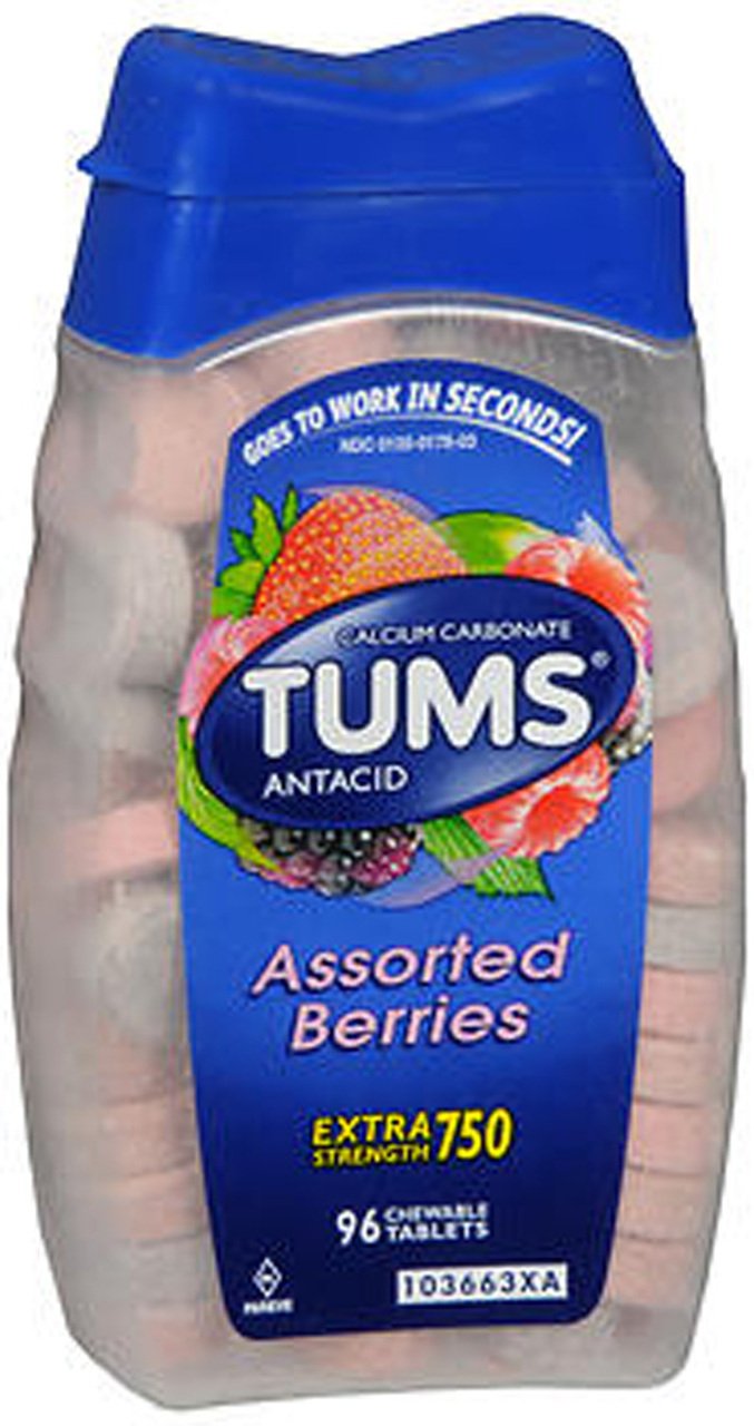 Tums Extra Strength 750 Chewable Tablets Assorted Berries