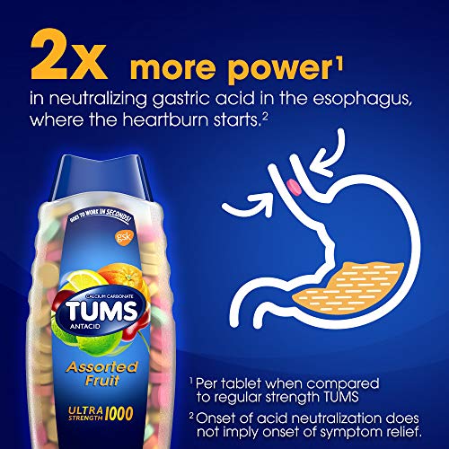 TUMS Ultra Strength Antacid Tablets for Chewable Heartburn Relief and ...