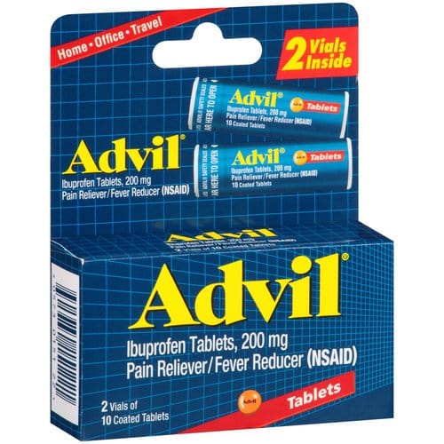 Advil (2 Vials of 10 Tablets) Pain Reliever / Fever Reducer Coated ...