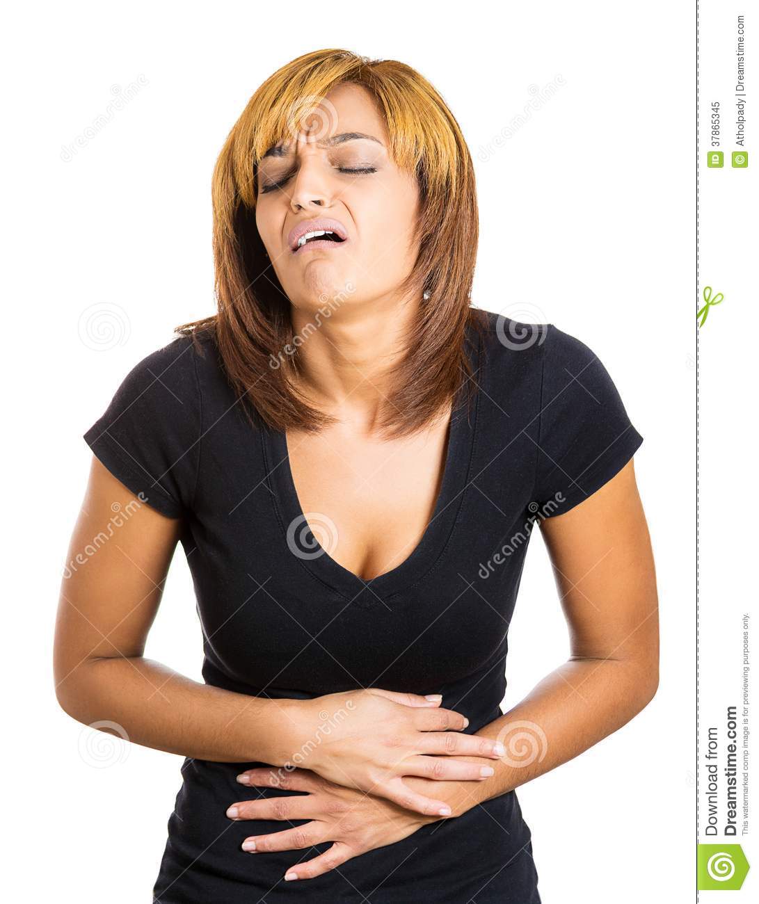 Woman Having Bad Stomach Cramps Stock Image